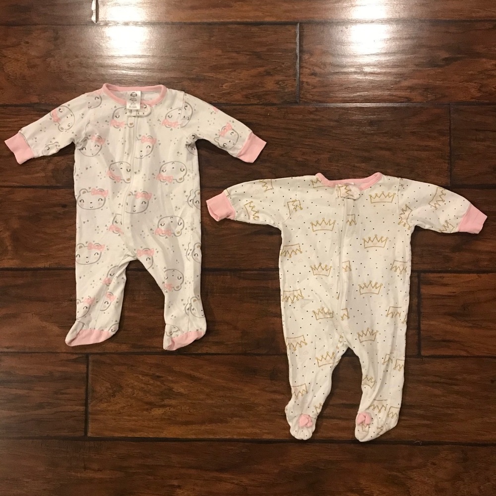 Set of 2 Gerber Footie Pajamas Size 0-3Mo